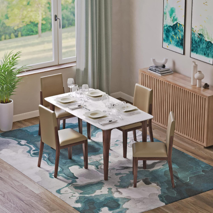 4-Seater Wooden Dining Table Set with 4 Chairs, Perfect for Dining Rooms, Living Rooms, Halls, Hotels, and Restaurants. - Image 2