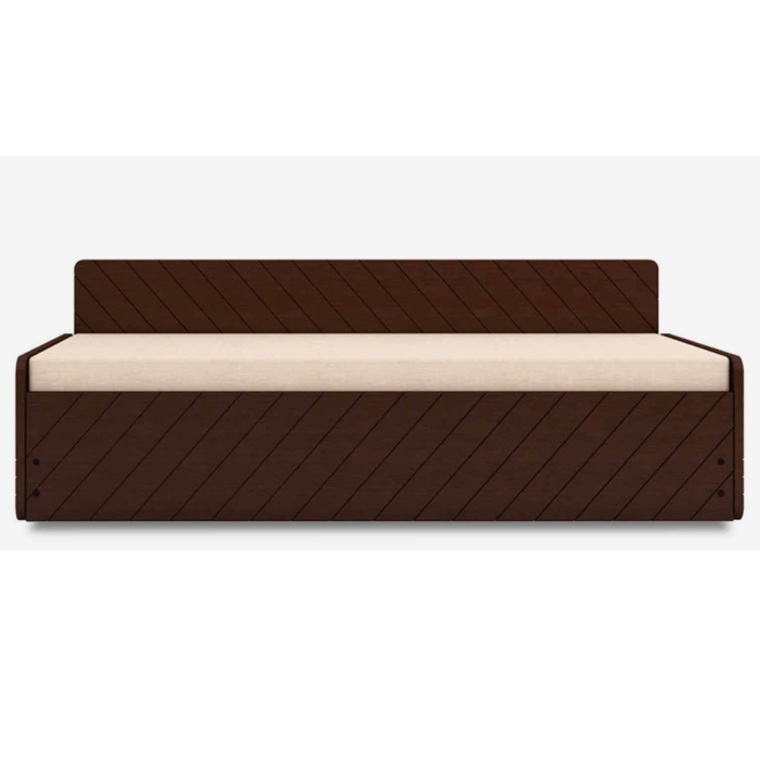 Pull-Out Sofa Cum Bed in Cream & Brown Finish With Box Storage