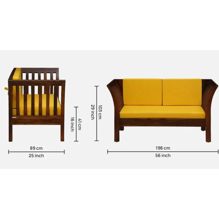 Wood 2 Seater Sofa in Scratch Resistant Honey Oak Finish - Image 4