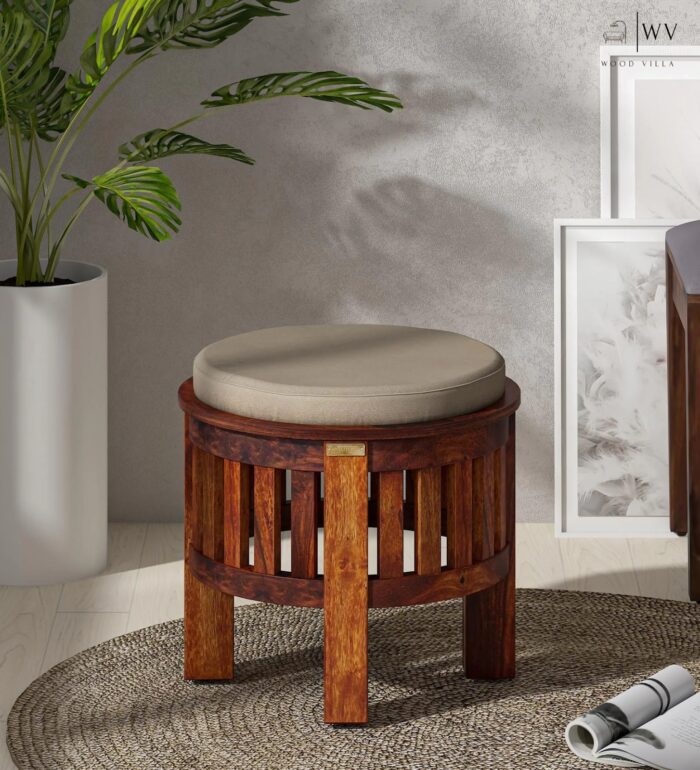 Wood Seating Stool In Scratch Resistant Honey Oak Finish