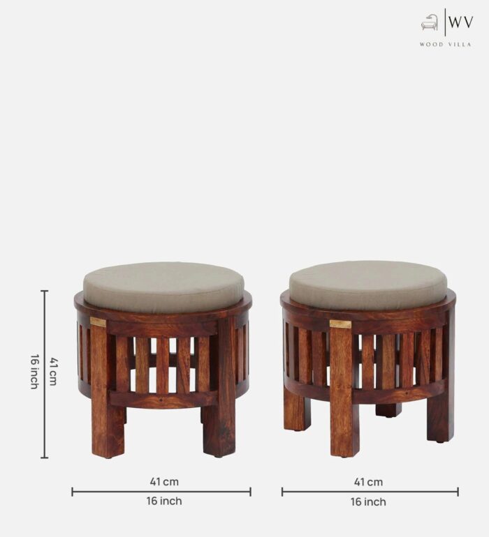 Wood Seating Stool In Scratch Resistant Honey Oak Finish - Image 2