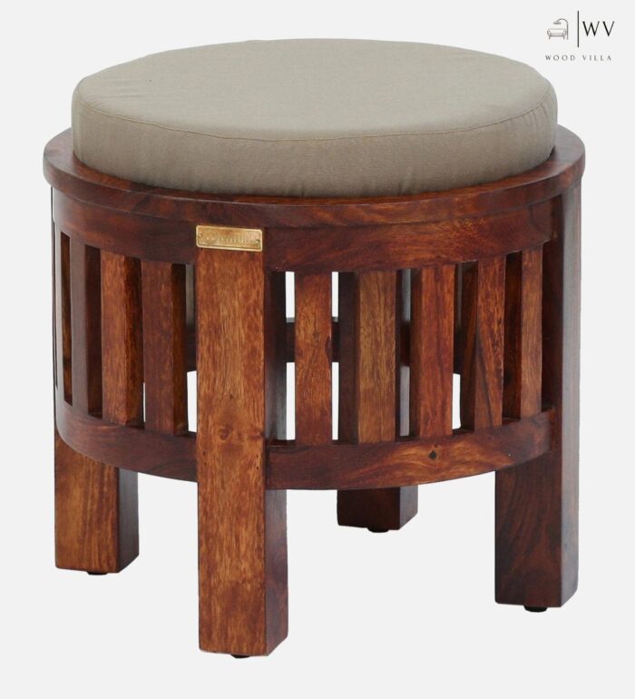 Wood Seating Stool In Scratch Resistant Honey Oak Finish - Image 3