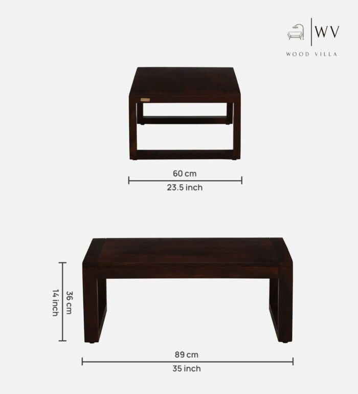 Wood Coffee Table In Scratch Resistant Walnut Finish - Image 2