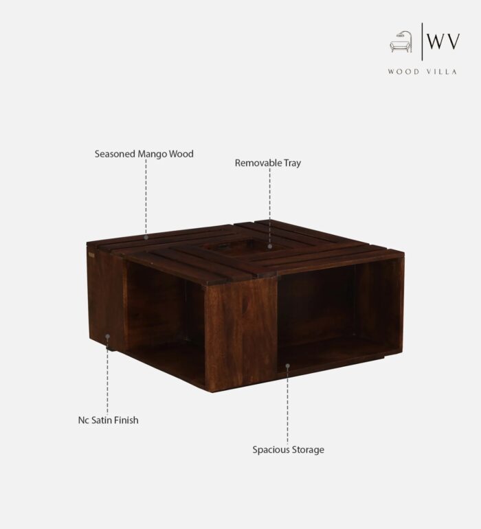 Wood Coffee Table In Walnut Finish - Image 3