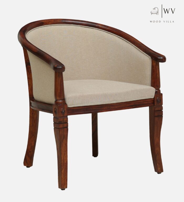 Wood Arm Chair In Beige & Scratch Resistant Honey Oak Finish - Image 3