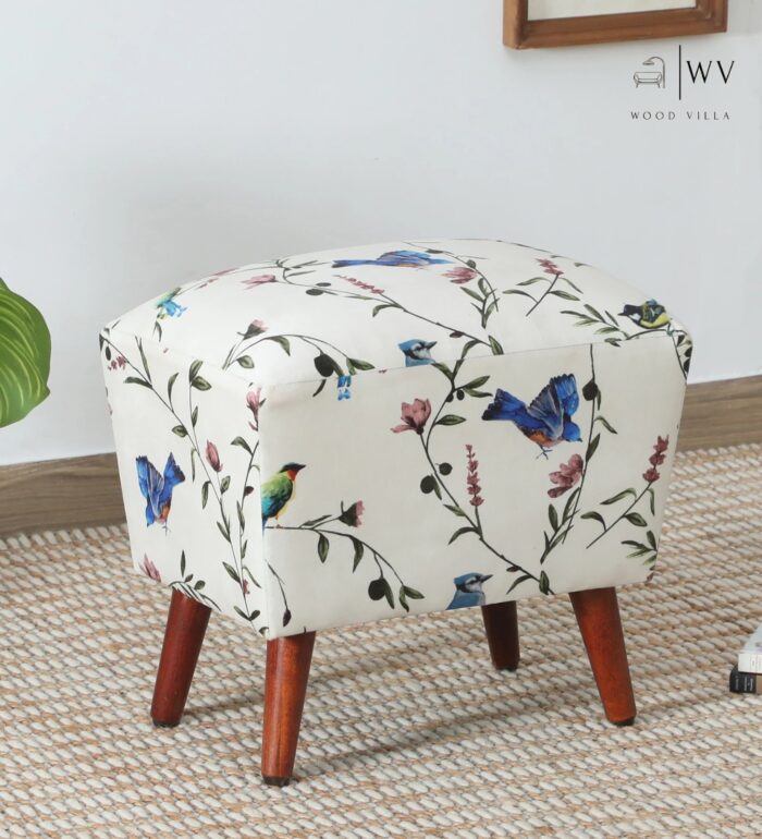 Wood Ottoman In White Colour