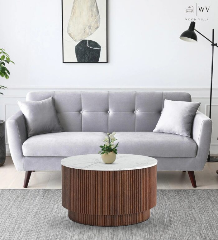 Coffee Table In Walnut & White Colour with Storage