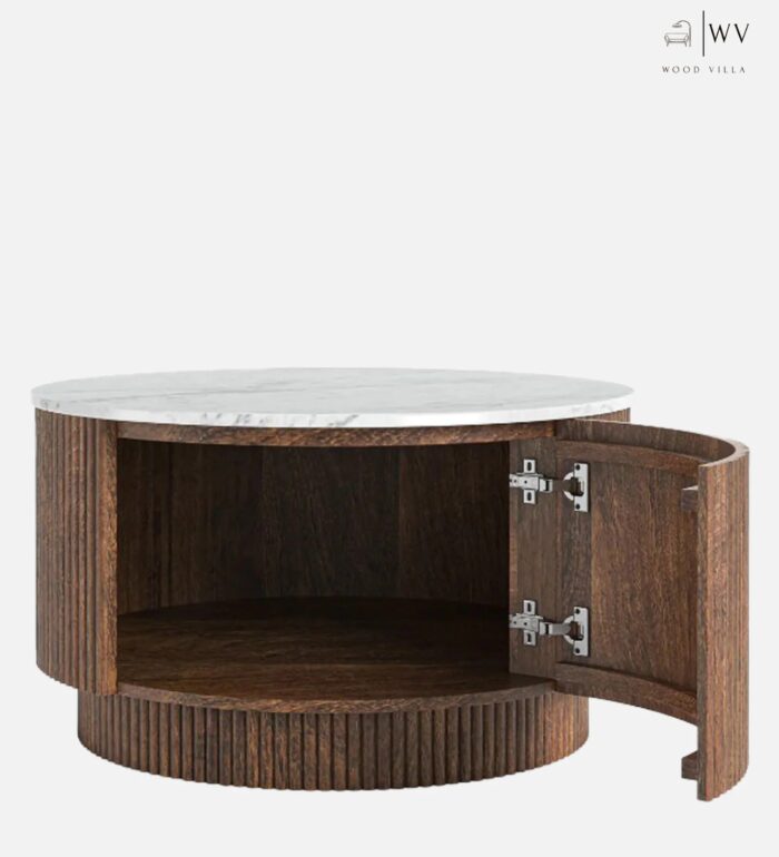 Coffee Table In Walnut & White Colour with Storage - Image 3