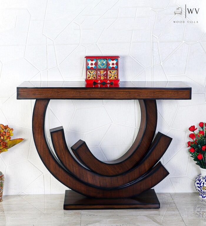 Wood Console Table in Brown Finish