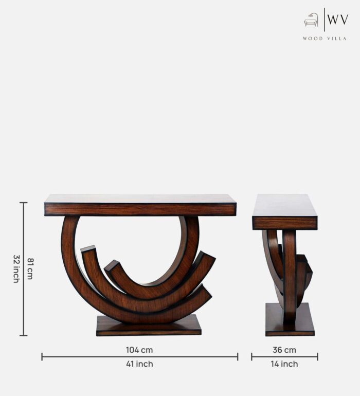 Wood Console Table in Brown Finish - Image 2