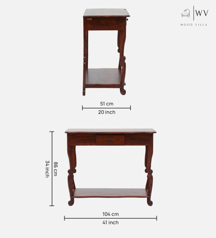 Wood Console Table In Scratch Resistant Honey Oak Finish - Image 2