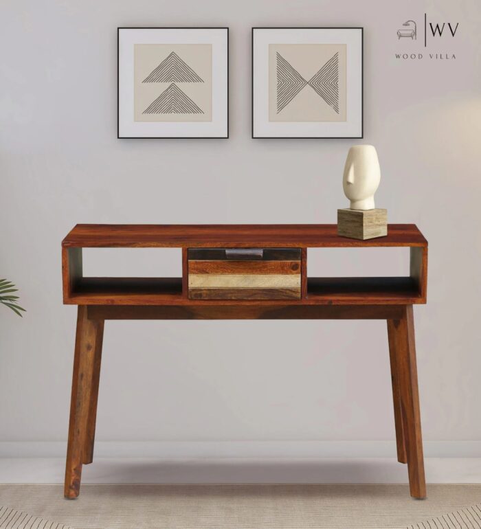 Wood Console Table In Scratch Resistant Dual Tone Finish