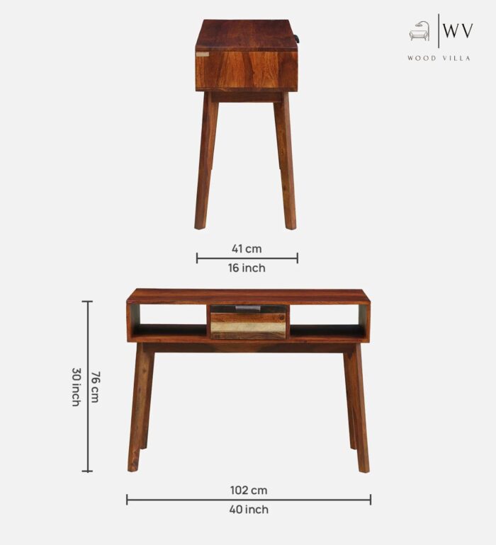 Wood Console Table In Scratch Resistant Dual Tone Finish - Image 2