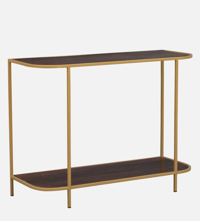 Wood Console Table In Gold Finish - Image 3