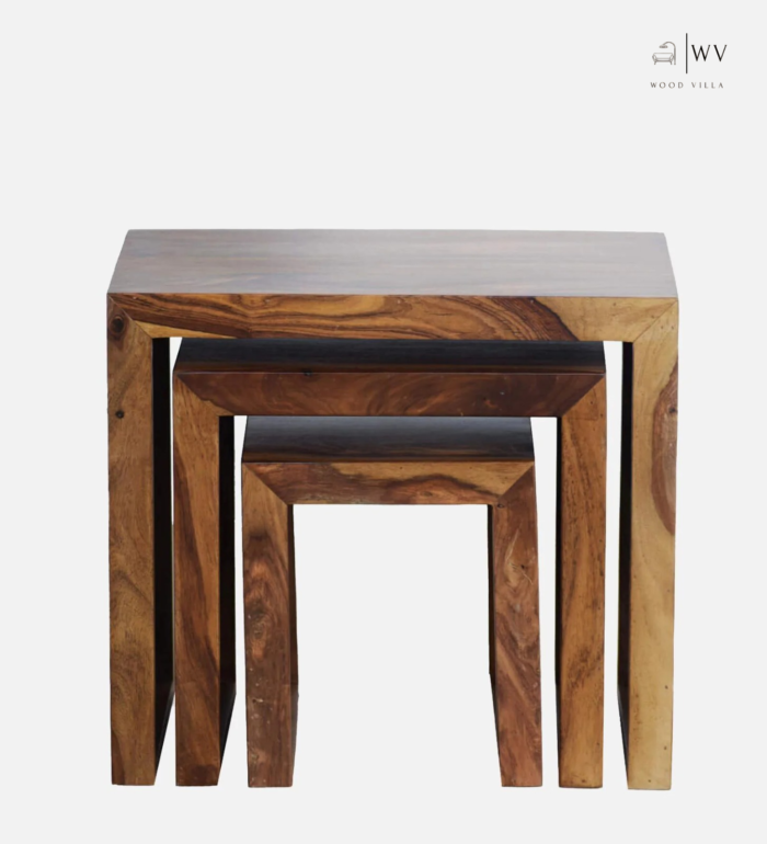 Jyra Sheesham Wood Nest Of Table In Brown Colour (Set of 3) - Image 3