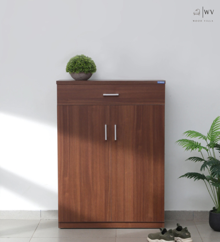 Kosmo Liberty Shoe Cabinet in Walnut Rigato Melamine Finish