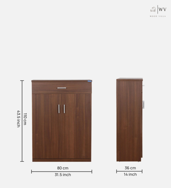 Kosmo Liberty Shoe Cabinet in Walnut Rigato Melamine Finish - Image 2