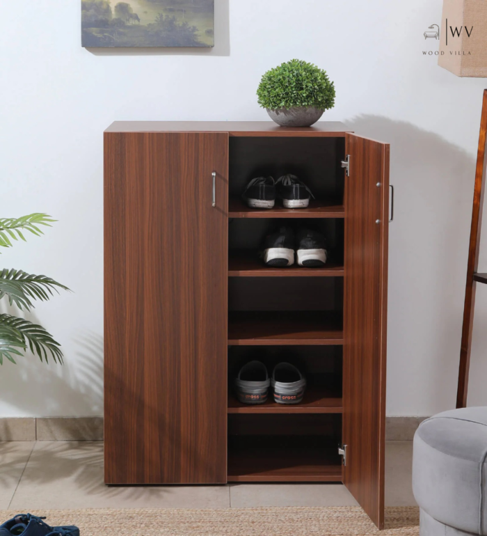 Seoul 2 Door Shoerack in Walnut Finish