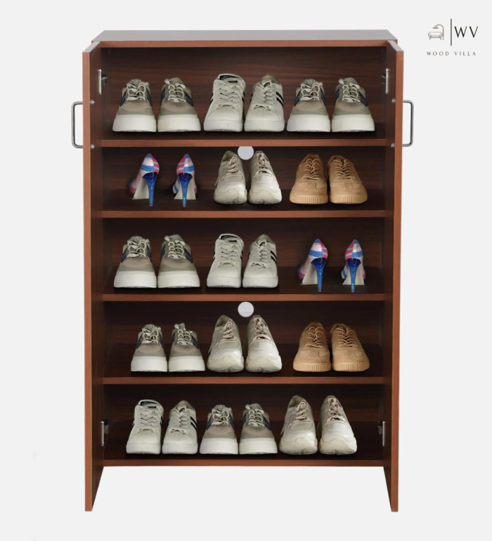 Seoul 2 Door Shoerack in Walnut Finish - Image 4