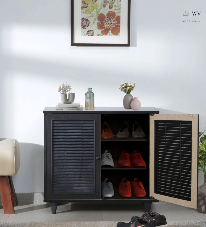 Almo 2 Door Shoe Cabinet in Light Cappuccino Colour