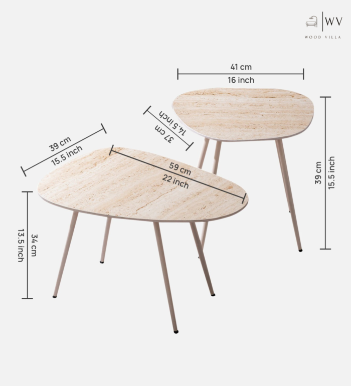 Timeless Travertine Ceramic Nest of Table In Ivory Colour - Image 2