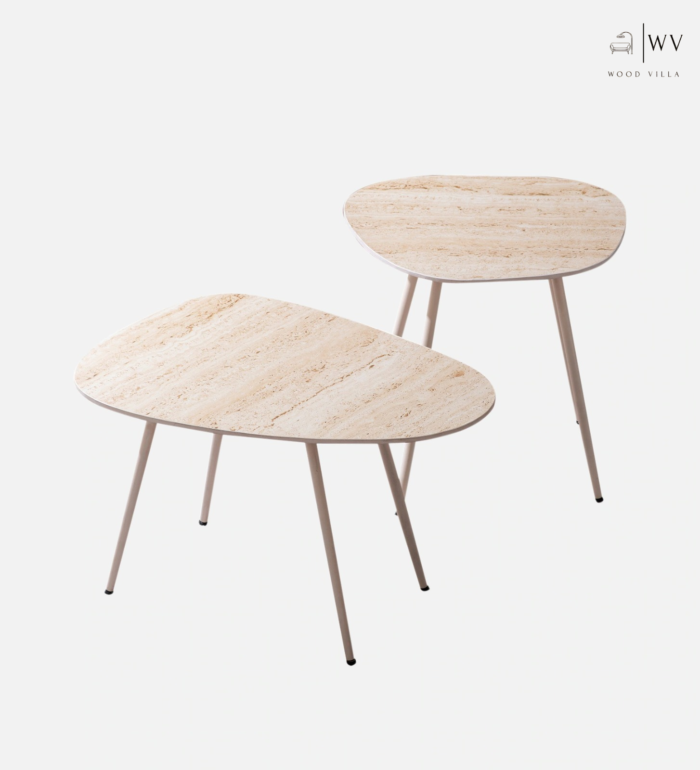 Timeless Travertine Ceramic Nest of Table In Ivory Colour - Image 3