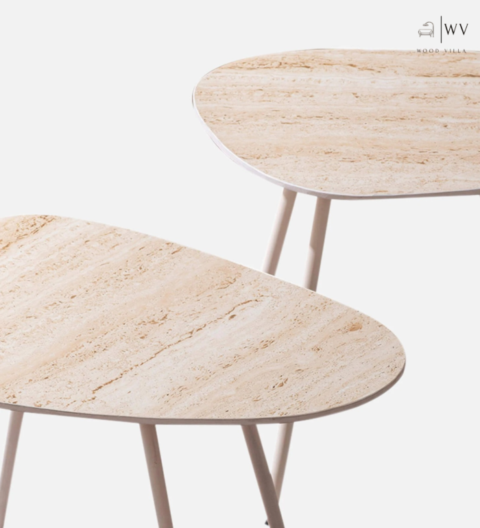 Timeless Travertine Ceramic Nest of Table In Ivory Colour - Image 4