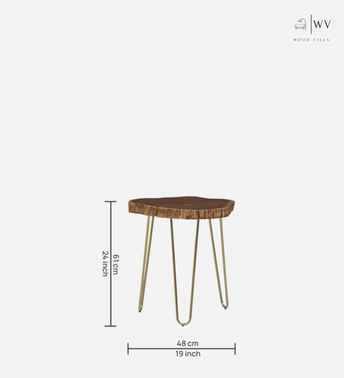 Lester Solid Wood End Table In Brass Finish - Image 2