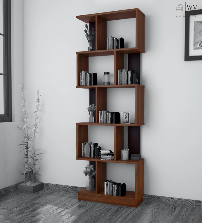 Checkers Large Book Shelf In Classic Walnut Finish
