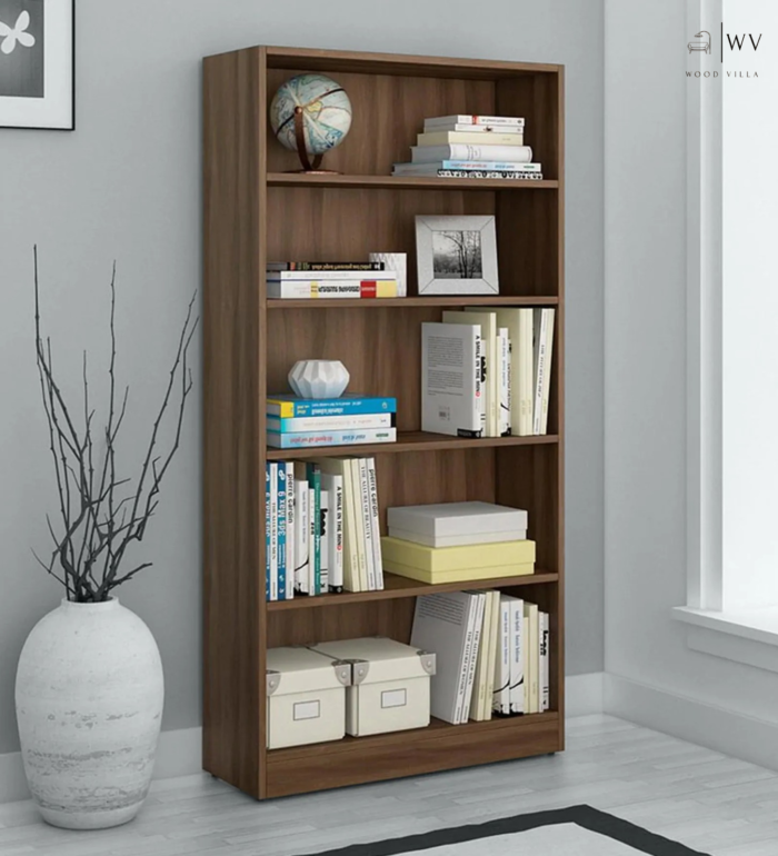 Kosmo Willam Book Shelf In Walnut Bronze Finish with 5 Tier