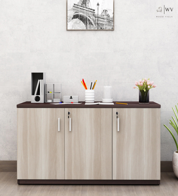 Alston File Cabinet in Balliness Pine & Cloud Ash Finish