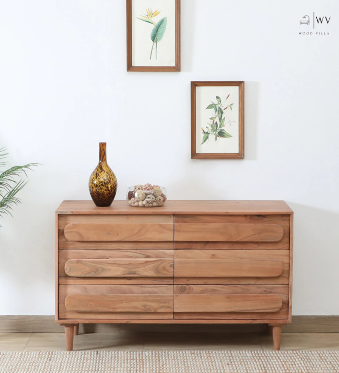 Astrid Acacia Wood Chest of Drawer In Natural Finish