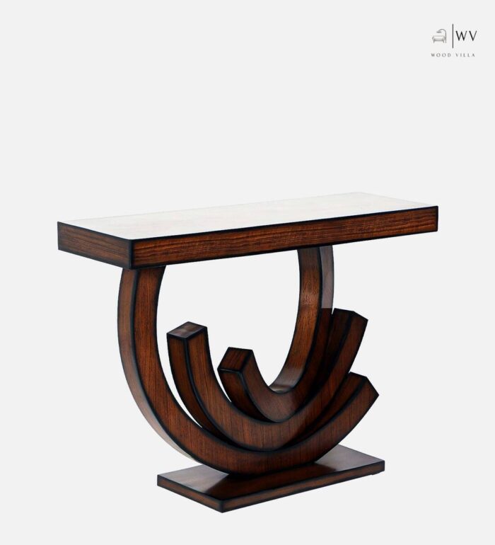 Warc Solid Wood Console Table in Brown Finish