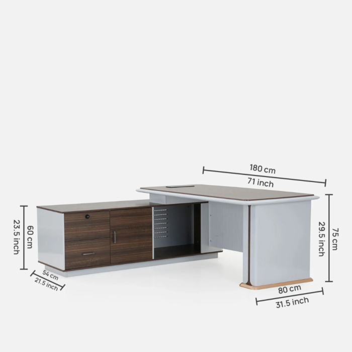 Latina Italian Executive Desk in Steel Finish - Image 3