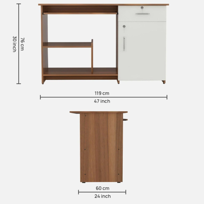 Zanko Computer Table in Leon Teak Finish - Image 3