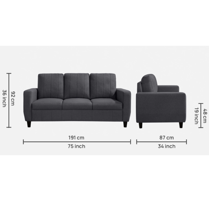 Bae 3+1+1 Seater Sofa Set In Stone Grey Colour - Image 3