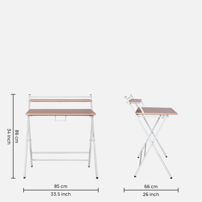 Indiana Metal Foldable Study Table in Bavarian Beech Finish - Image 3