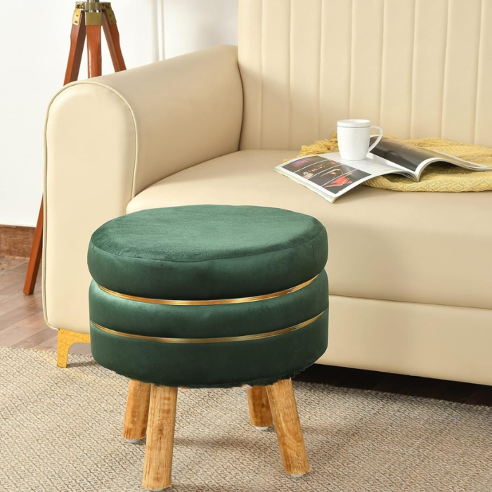 Pouffe Footstool Ottoman Stool for Sitting Puffy Furnitures for Home Living Room Chairs Table Pouf Foam Foot Stool Footrest Stool for Bedroom Living Room Balcony, 16x16x17 in, Green