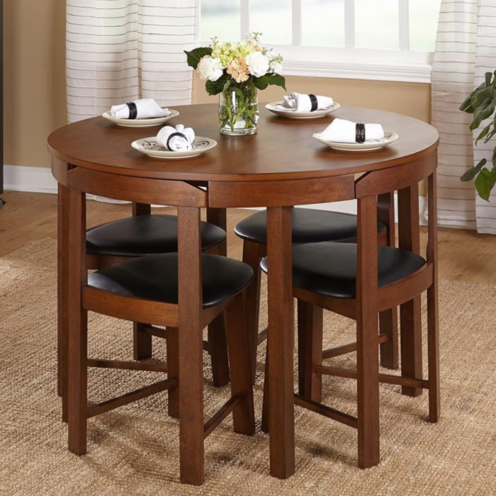 Furniture Solid Wood 4 Seater Dining Set (Finish Color – Honey Finish With Cushion)