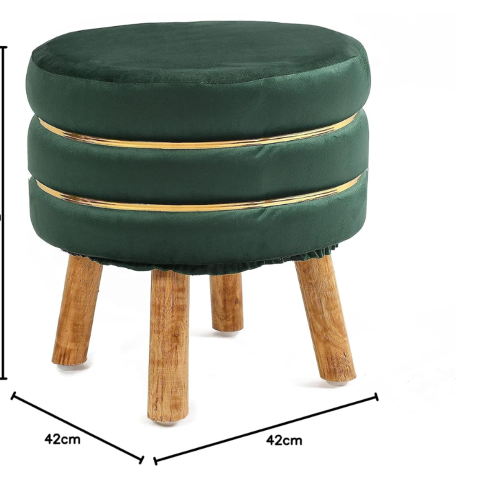 Pouffe Footstool Ottoman Stool for Sitting Puffy Furnitures for Home Living Room Chairs Table Pouf Foam Foot Stool Footrest Stool for Bedroom Living Room Balcony, 16x16x17 in, Green - Image 3