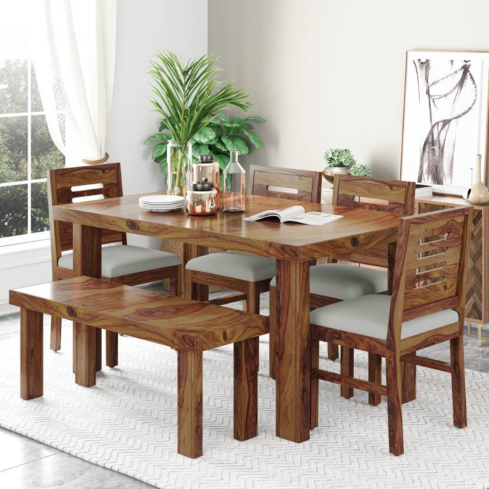 Furniture Solid Wood 6 Seater Dining Set (Finish Color – Provincial Teak Finish)
