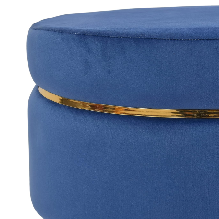 Ottoman Stool for Sitting & Footrest (16 Inches) for Living Room, Balcony, Bedroom, Pouffe Footstool | Puffy Foam Wooden Leg Foot Stool | Furniture for Home Decor | Vanity Pouf Stool, Blue - Image 4