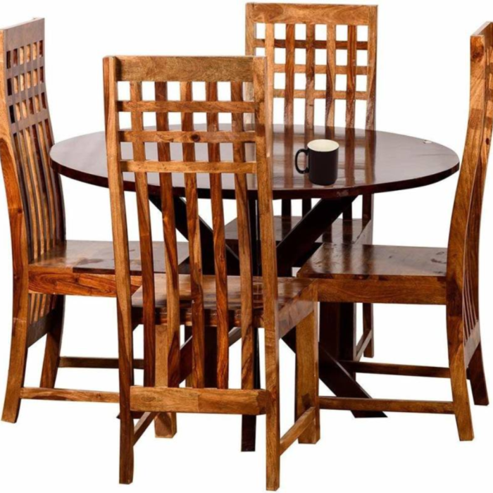 Furniture Solid Wood 4 Seater Dining Set (Finish Color – Teak Finish)